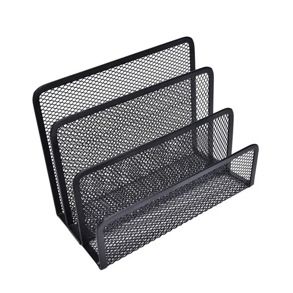 Home Office Store Stationery Black Metal Case Holder Mesh Bookend File Organizer - Picture 5 of 6
